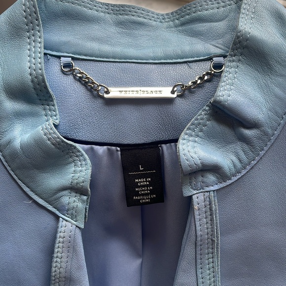 White House Black Market 100% Leather Blue Jackey - Picture 4 of 12